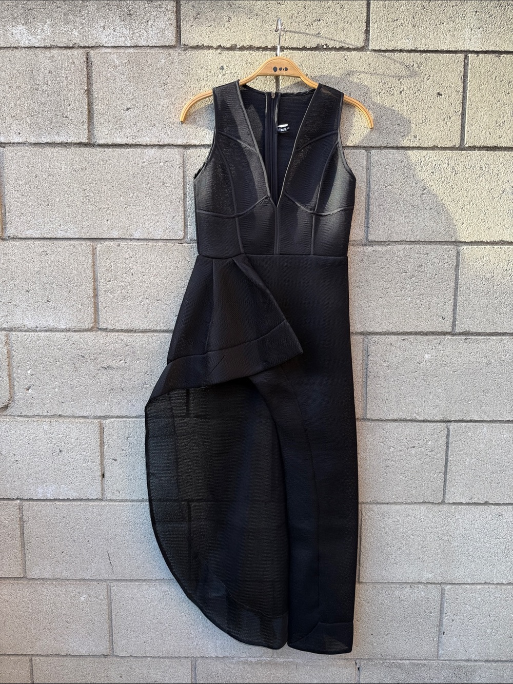 Black Sleeveless Asymmetric Peplum Maxi Dress